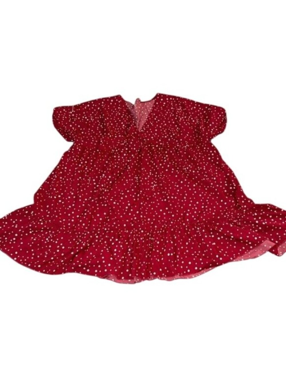 Red Polka Dot Womens Dress 7XL V-Neck Flowing Design Lightweight Polyester